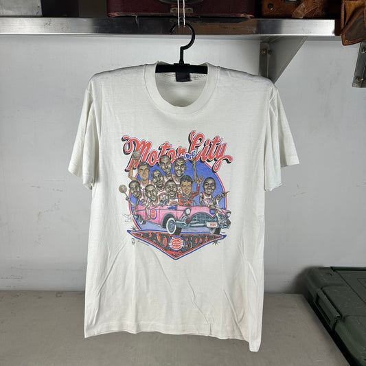 Vintage 80s Detroit Pistons Bad Boys Motor City NBA Caricature Single Stitch T-Shirt