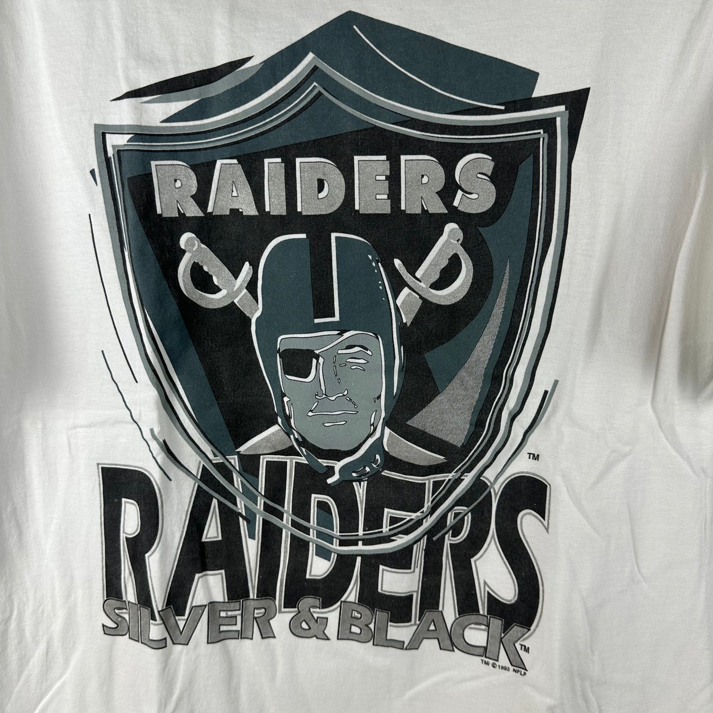 Vintage 1993 Los Angeles Raiders NFL Silver &amp; Black Salem Sportswear T-Shirt