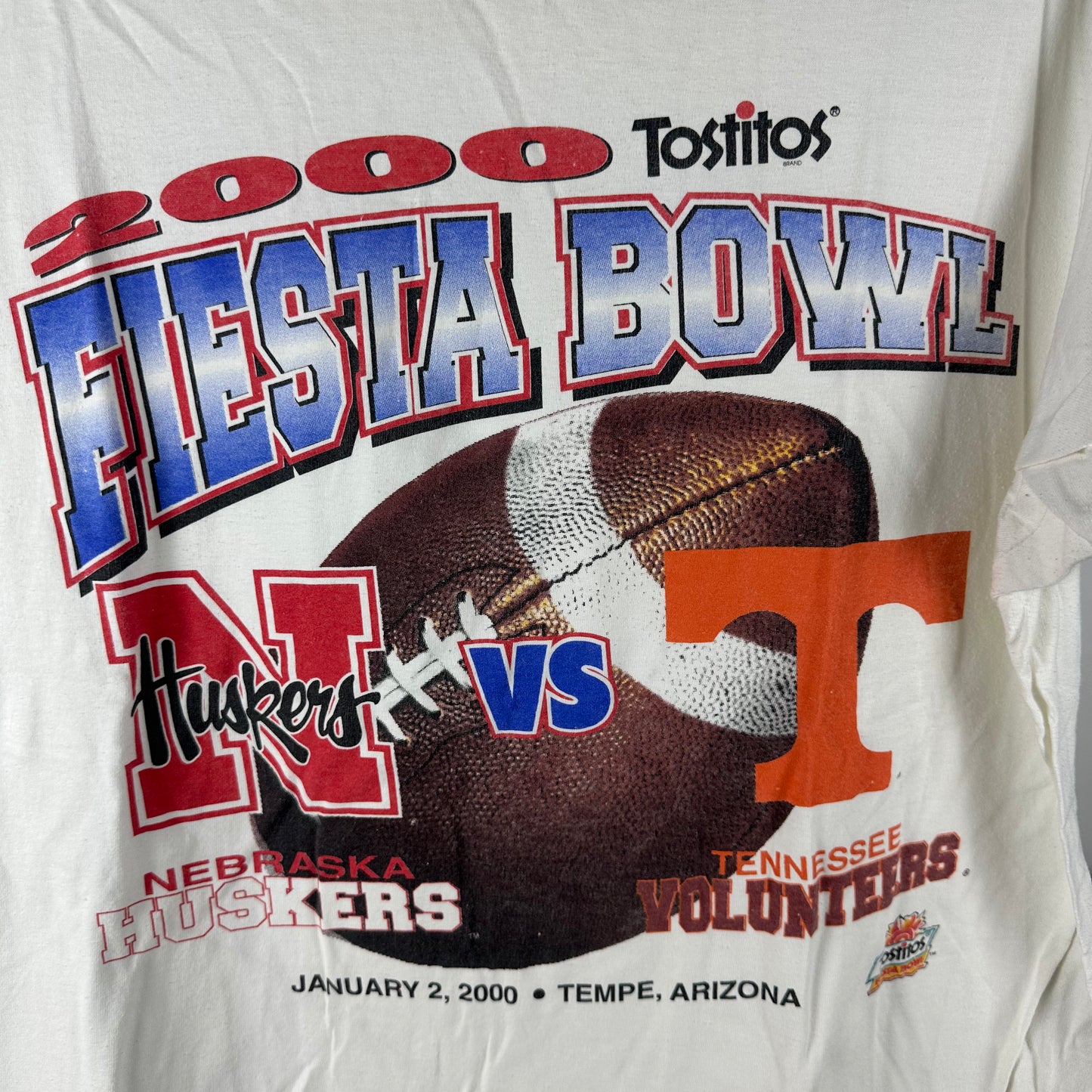 Vintage 2000 NCAA Tostitos Fiesta Bowl Nebraska Huskers VS Tennessee Volunteers T-Shirt