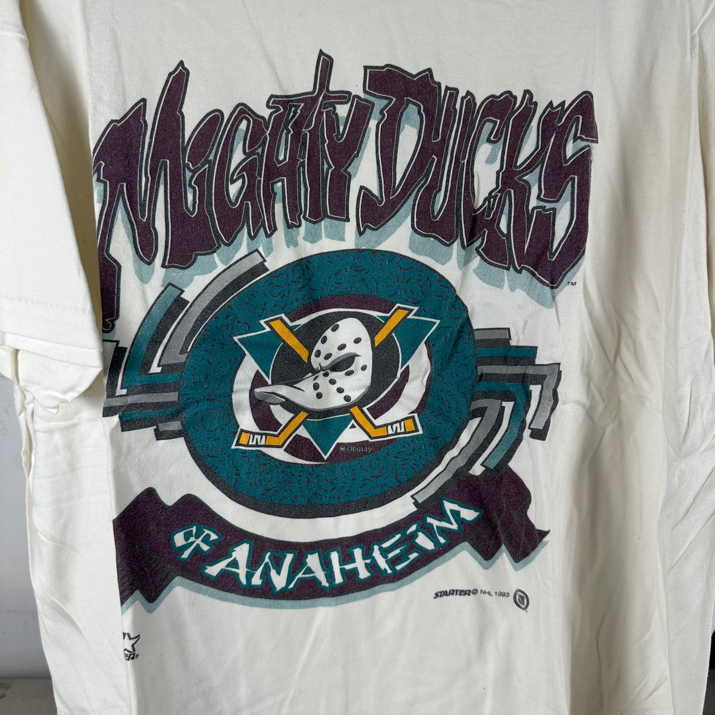 Vintage 1993 Anaheim Ducks Hockey NHL Single Stitch T-Shirt