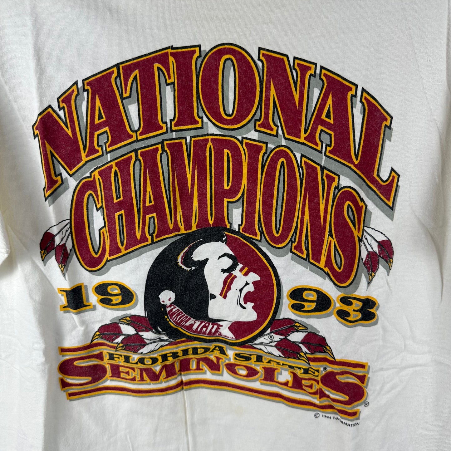 Vintage 1993 FSU Seminoles Football NCAA National Champions Single Stitch T-Shirt