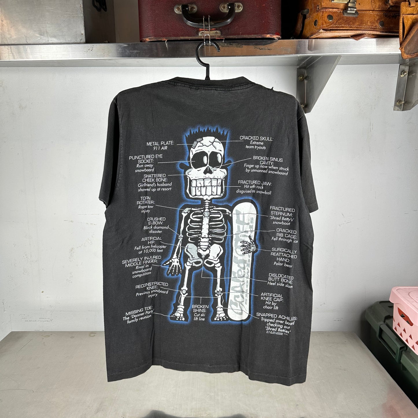 Vintage 90s Shredded Betties Scared Stiff Snowboarding Single Stitch T-shirt