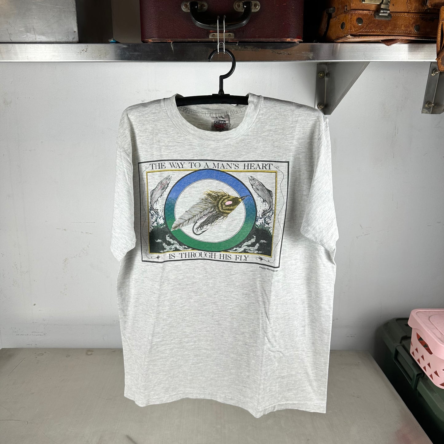 Vintage 1991 Peggy Murray The Way to a Man's Heart is Through His Fly T-shirt