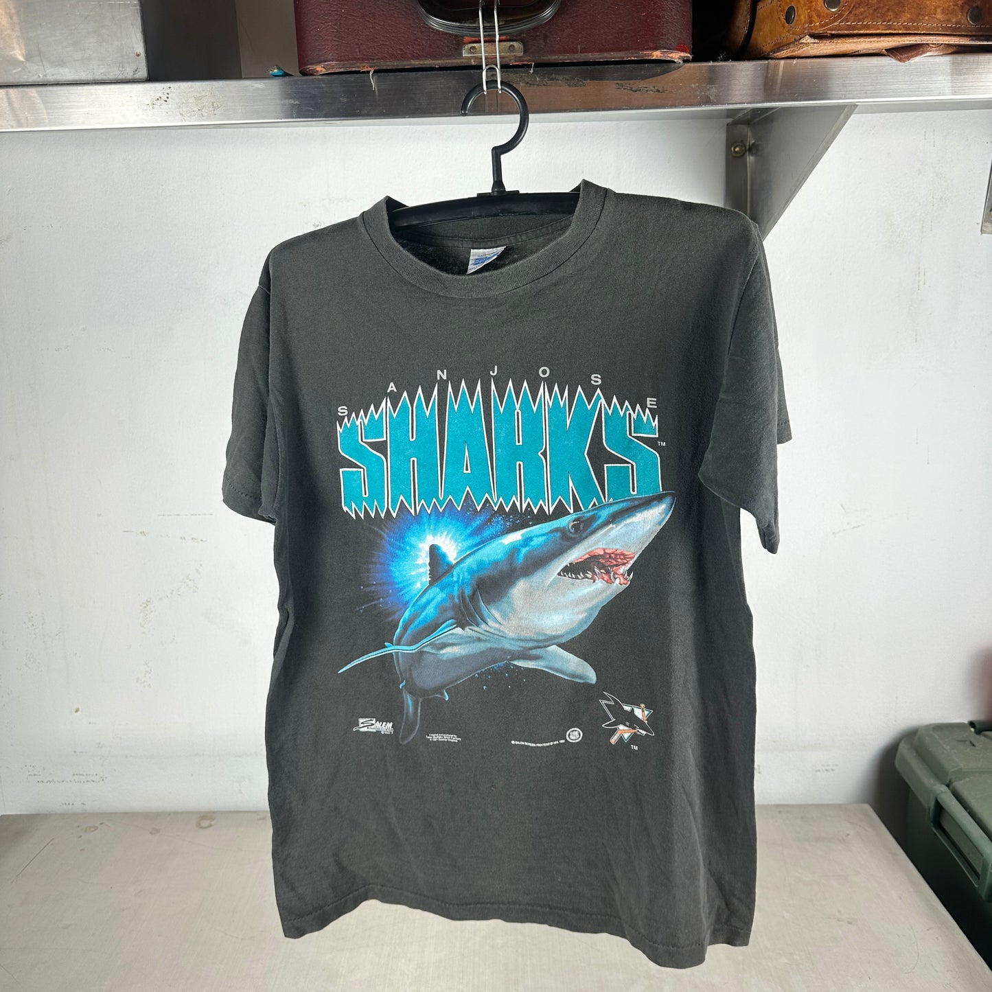 Vintage 1992 San Jose Sharks NHL Salem Sportswear Graphic Single Stitch T-shirt