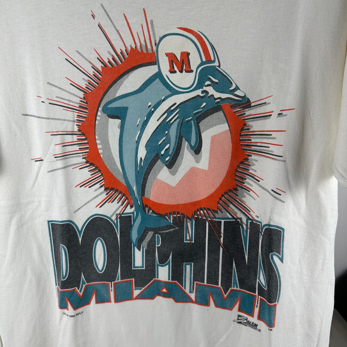 Vintage 1993 Miami Dolphins Football NFL Salem Sportswear Graphic Single Stitch T-shirt