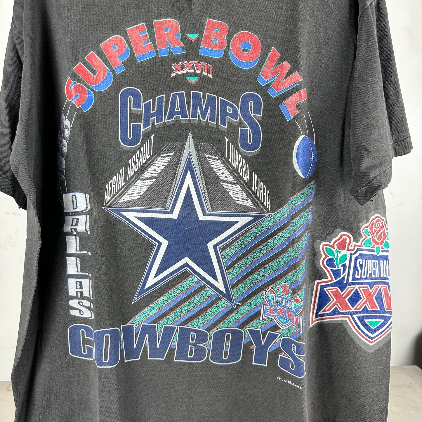 Vintage 1993 Dallas Cowboys Super Bowl Champs Aerial Assault AOP T-shirt