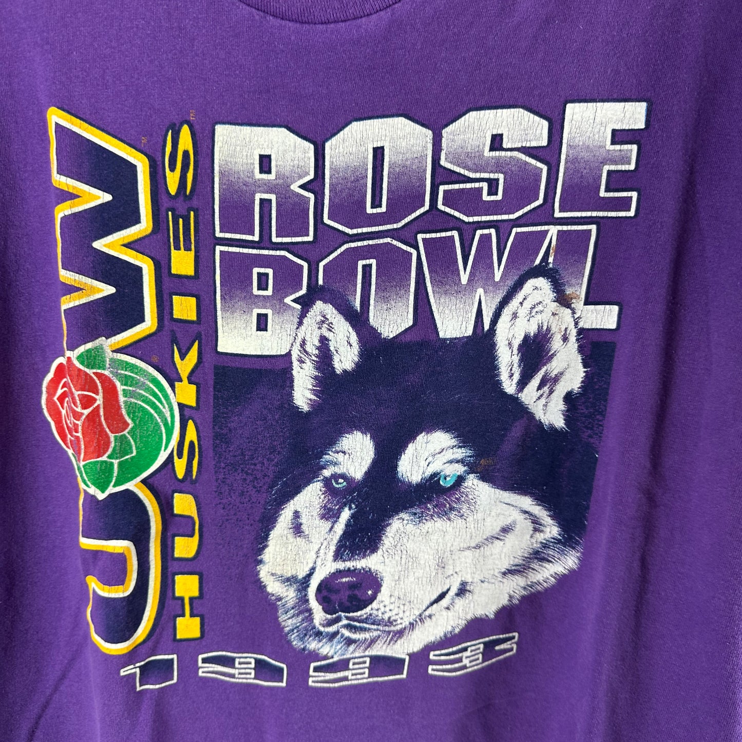 Vintage 1993 Washington Huskies Football NCAA Rose Bowl Single Stitch T-shirt