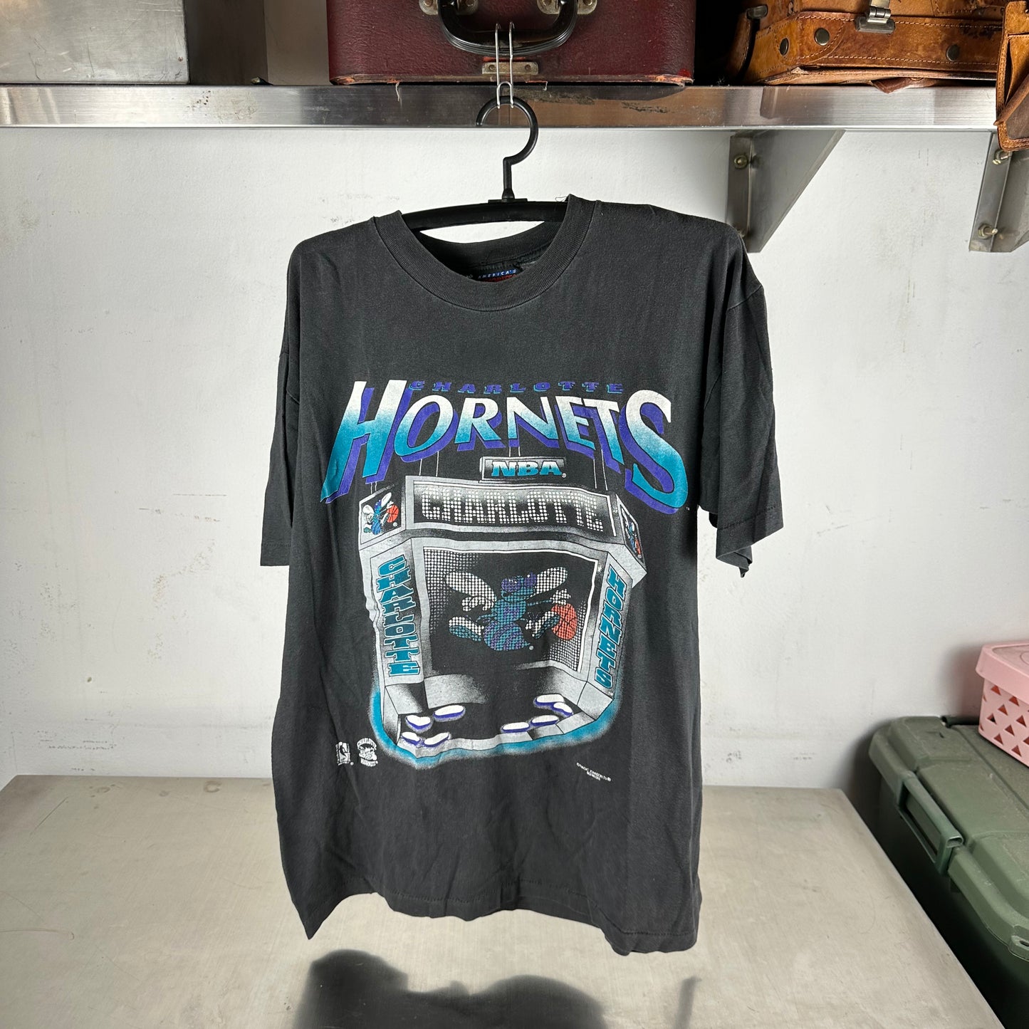 Vintage 90s Charlotte Hornets Basketball NBA Graphic Single Stitch T-shirt