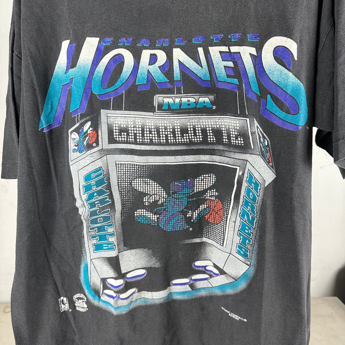 Vintage 90s Charlotte Hornets Basketball NBA Graphic Single Stitch T-shirt