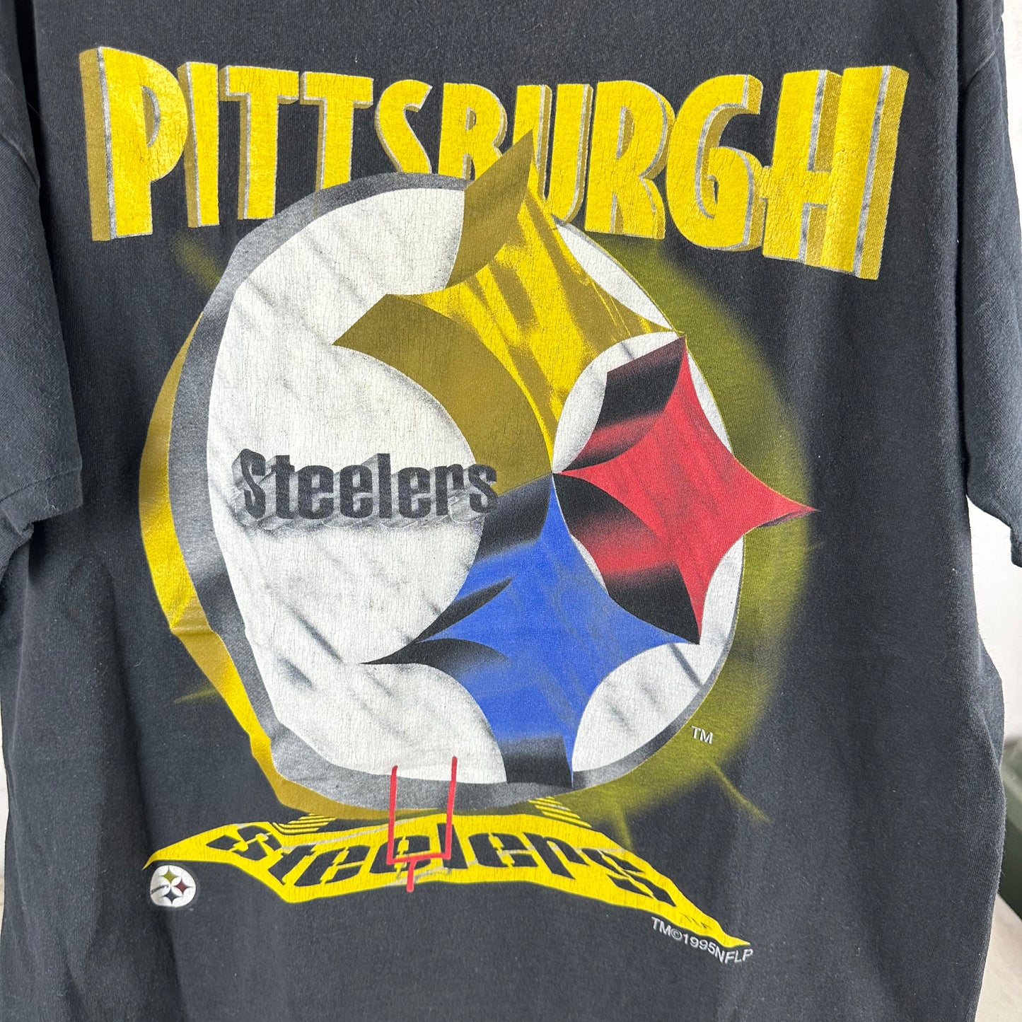 Vintage 1995 Pittsburgh Steelers Football NFL Big Logo Single Stitch T-shirt