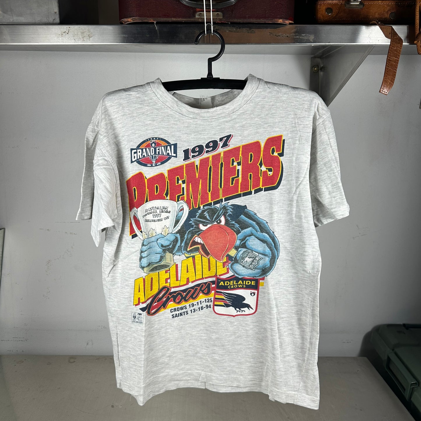Vintage 1997 Adelaide Crows AFL Premiers Grand Final Mascot Graphic T-shirt