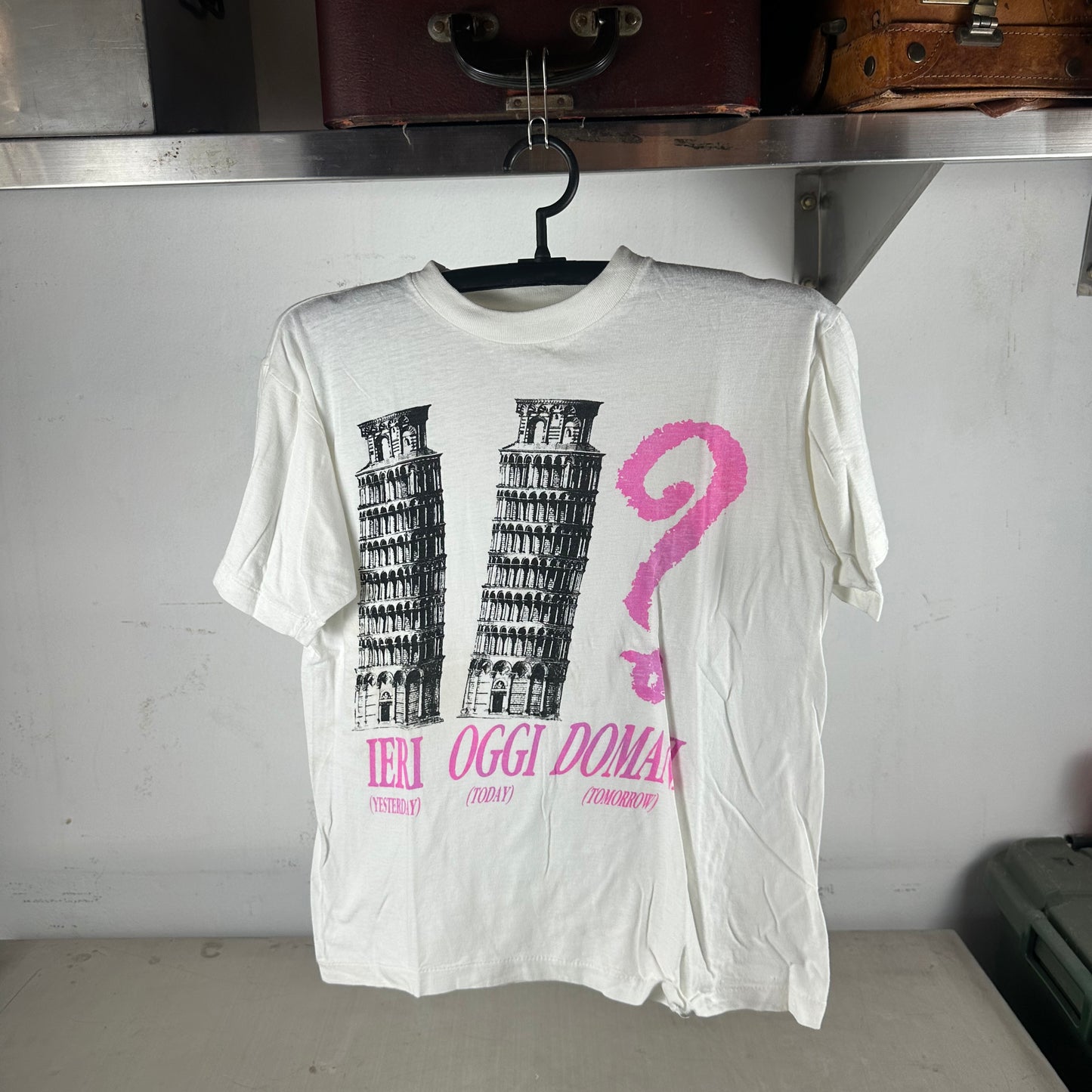 Vintage 80s 90s Yesterday Today Tomorrow Italian Tower of Pisa Graphic T-shirt
