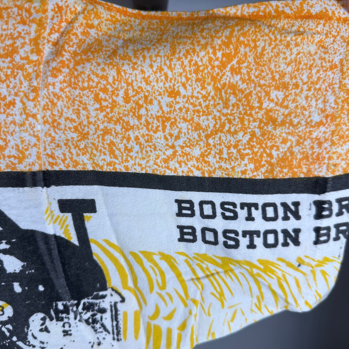 Vintage 1991 Boston Bruins Hockey NHL All Over Print Single Stitch T-Shirt