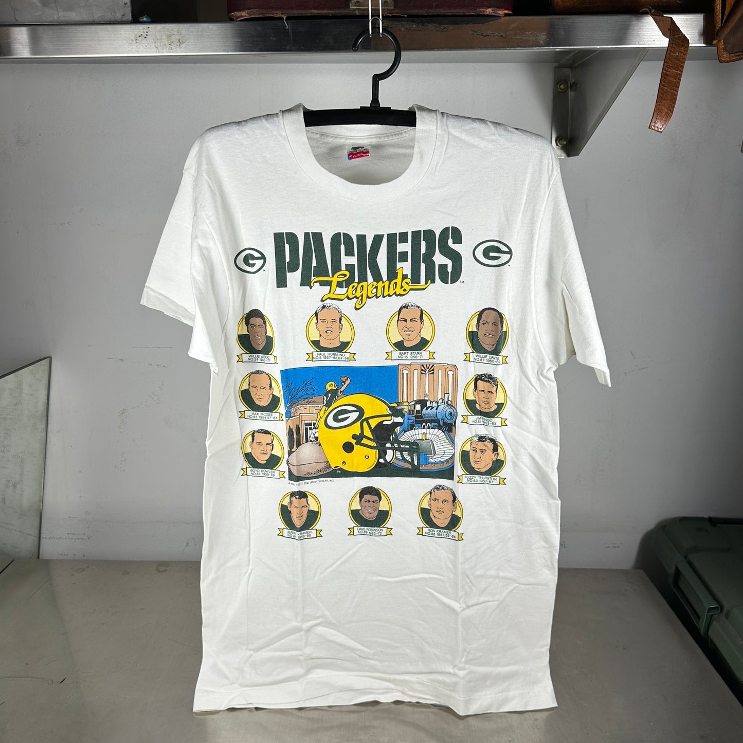 Vintage 1990 Green Bay Packers Legends NFL Caricature Single Stitch T-Shirt