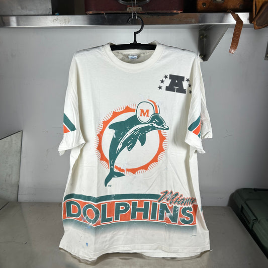 Vintage 90s Miami Dolphins NFL AOP Salem Sportswear T-Shirt
