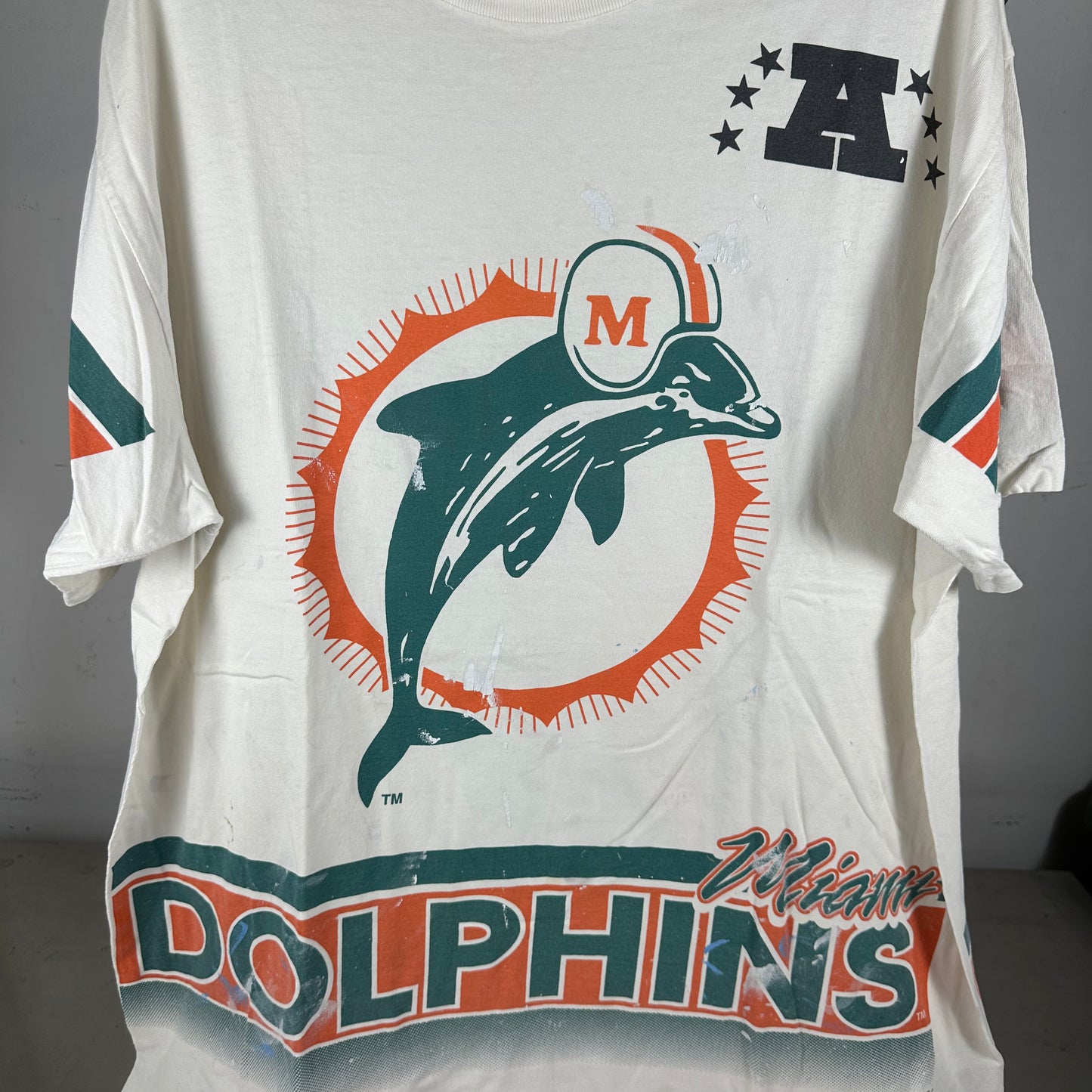 Vintage 90s Miami Dolphins NFL AOP Salem Sportswear T-Shirt