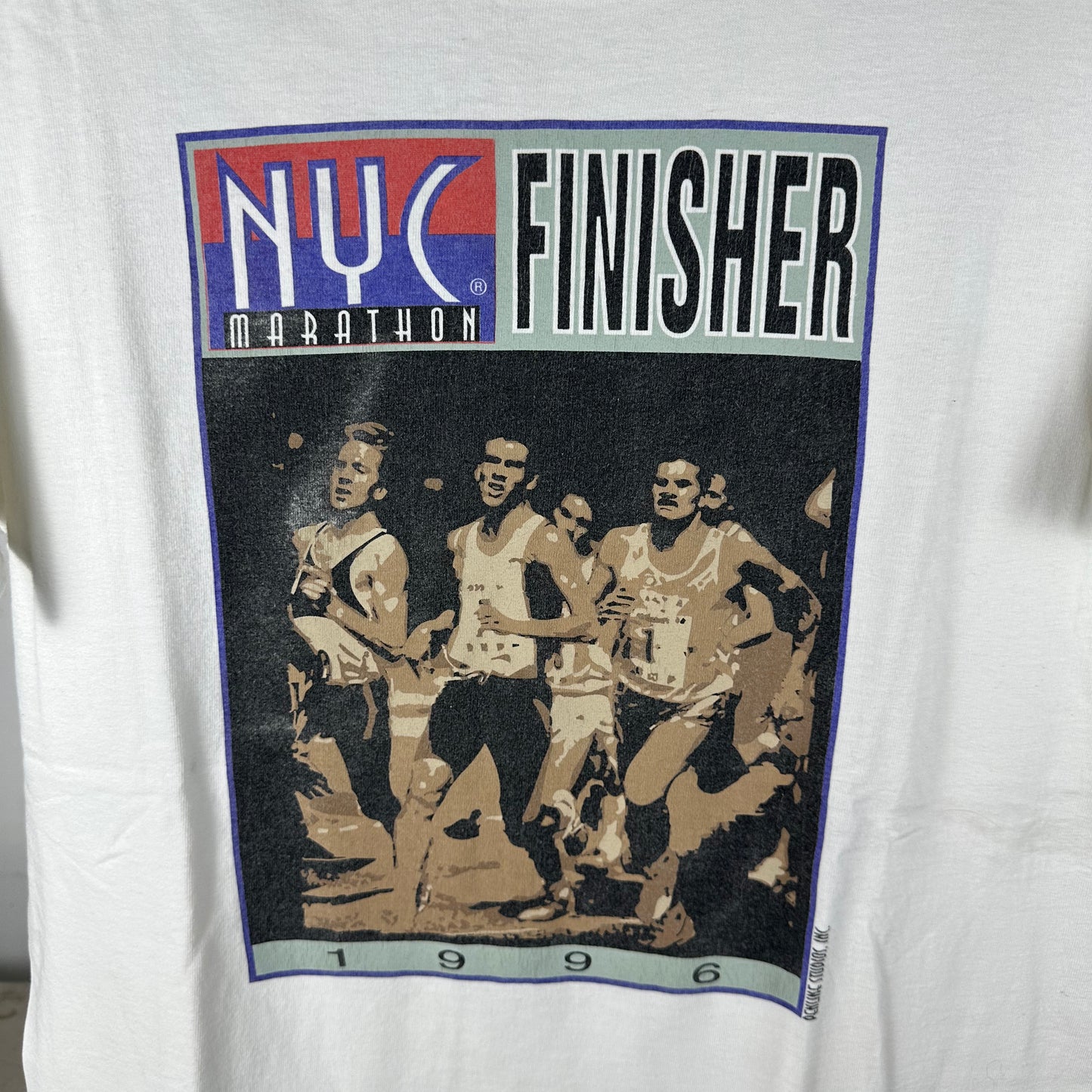 Vintage 1996 New York City Marathon Finisher Graphic Running T-Shirt