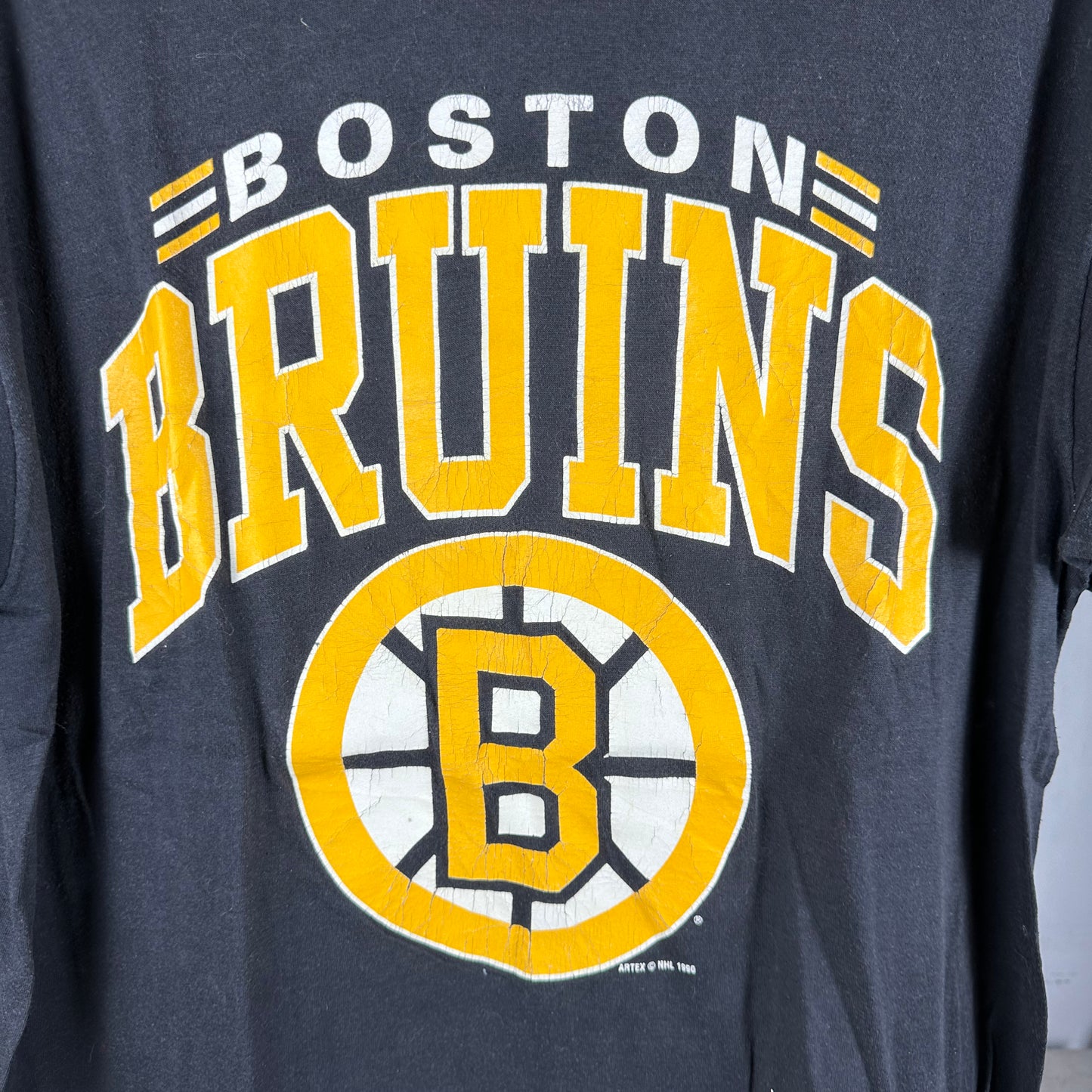 Vintage 1990 Boston Bruins Hockey Logo NHL Single Stitch T-Shirt