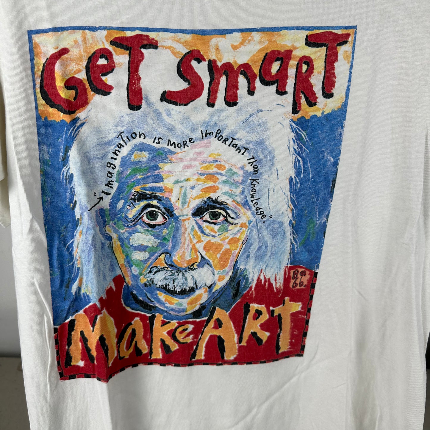 Vintage 90s Fred Babb Albert Einstein Get Smart Make Art Single Stitch T-Shirt
