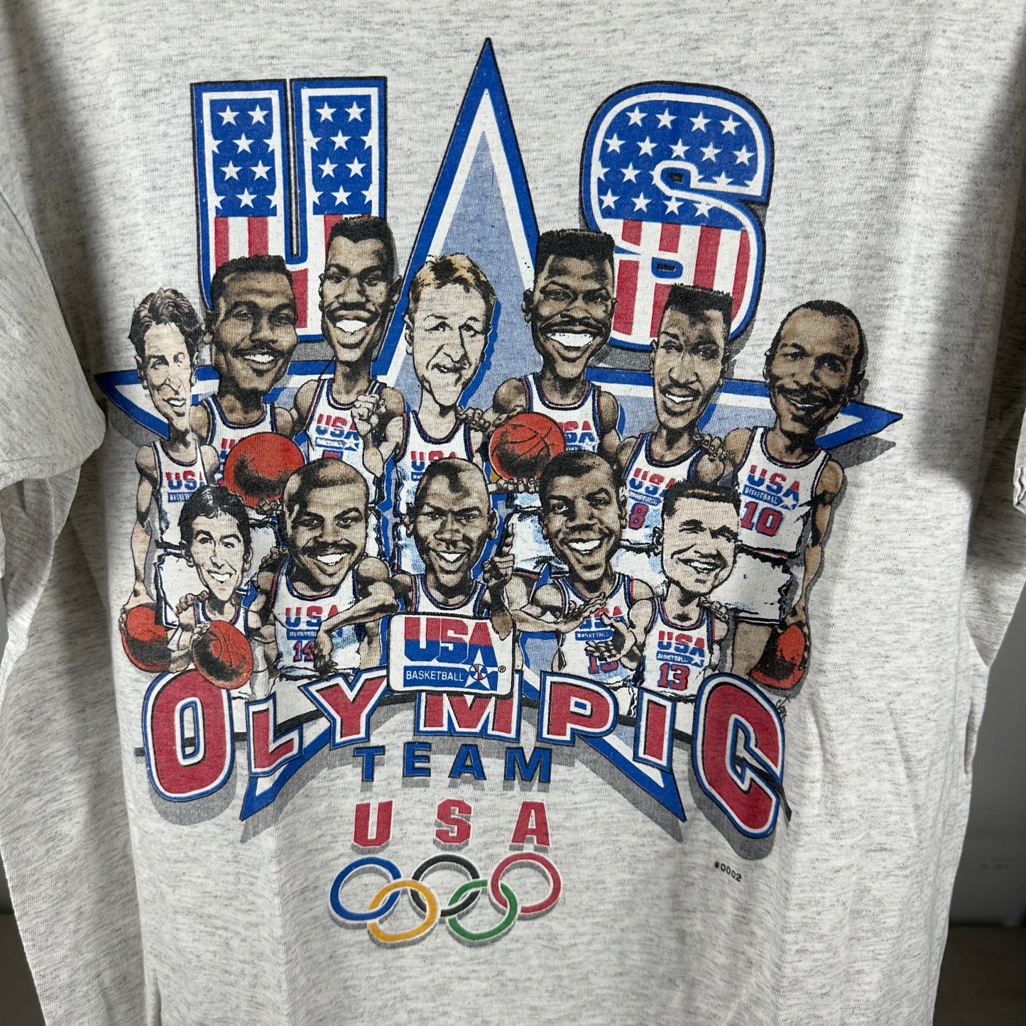 Vintage 1992 USA Basketball Olympics Dream Team Caricature Salem Sportswear T-Shirt