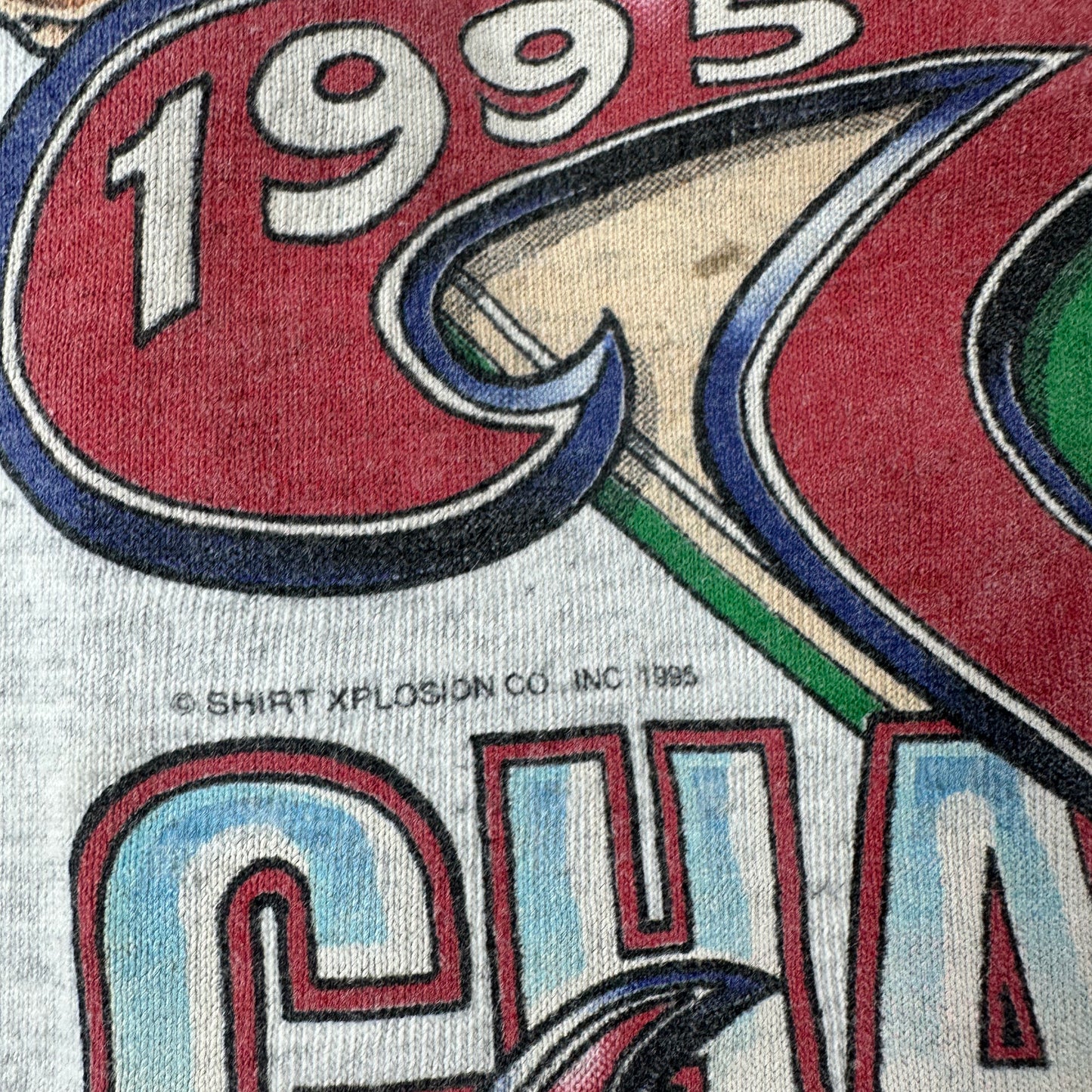 Vintage 1995 Atlanta Braves MLB Series Champions Caricature Single Stitch T-shirt