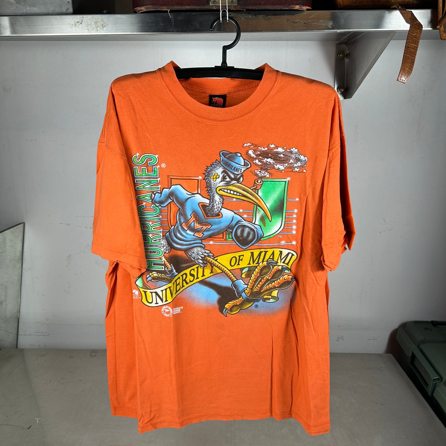 Vintage 90s Miami Hurricanes NCAA Mascot Graphic T-Shirt