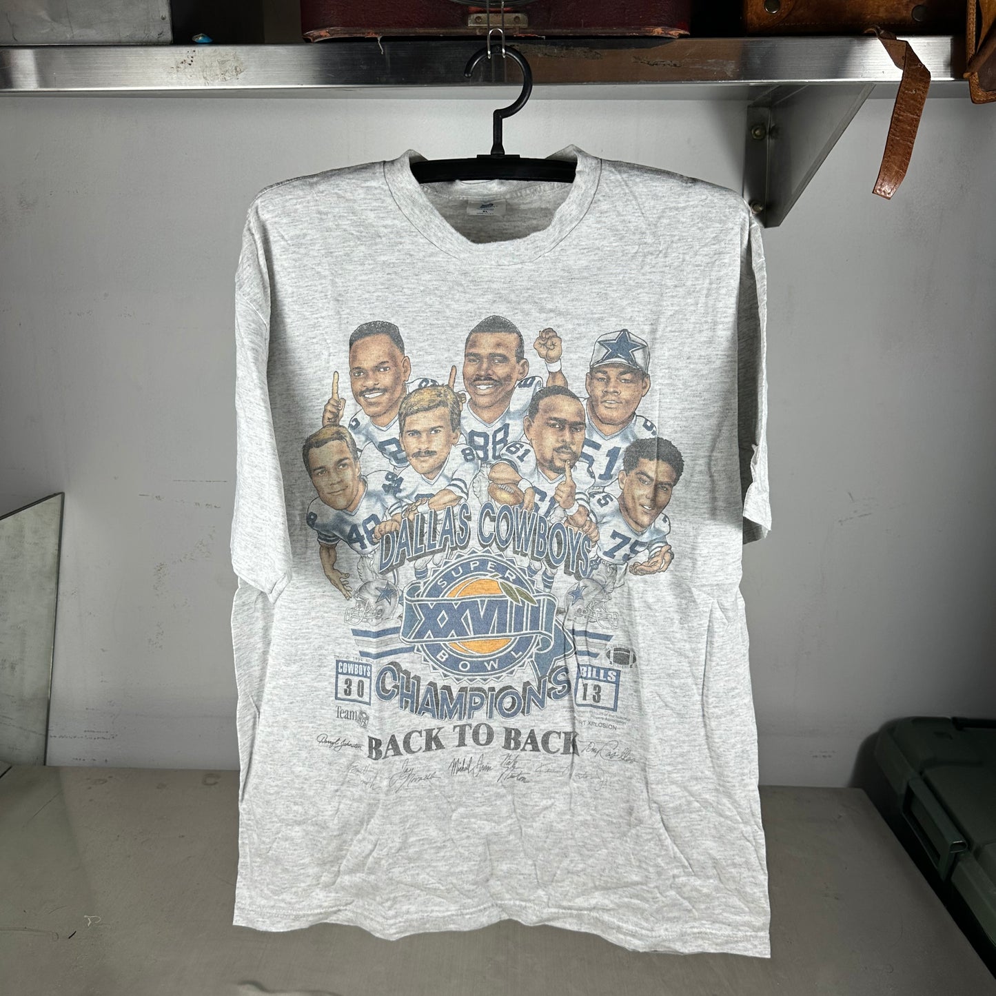 Vintage 1994 Dallas Cowboys NFL Back to Back Champions Caricature T-Shirt