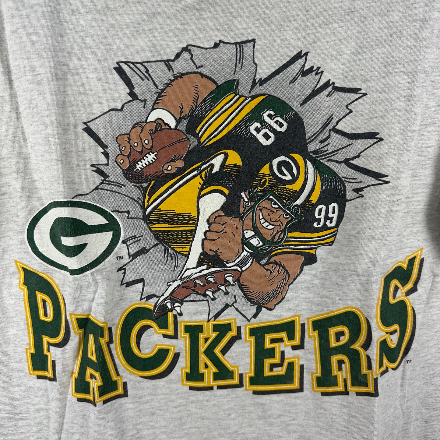 Vintage 1993 Green Bay Packers NFL Breakthrough Double Sided Graphic T-Shirt