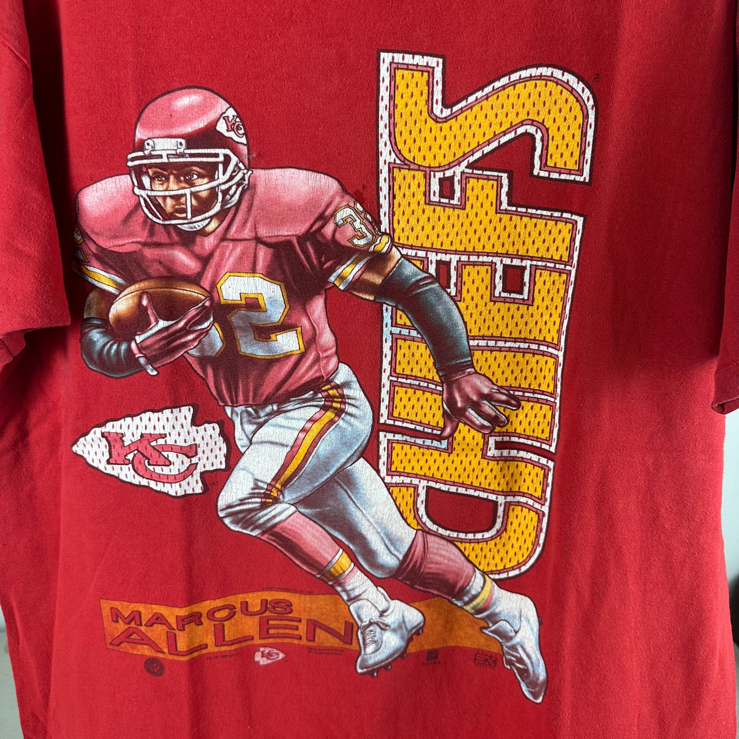Vintage 1996 Marcus Allen Kansas City Chiefs NFL Graphic Single Stitch T-shirt