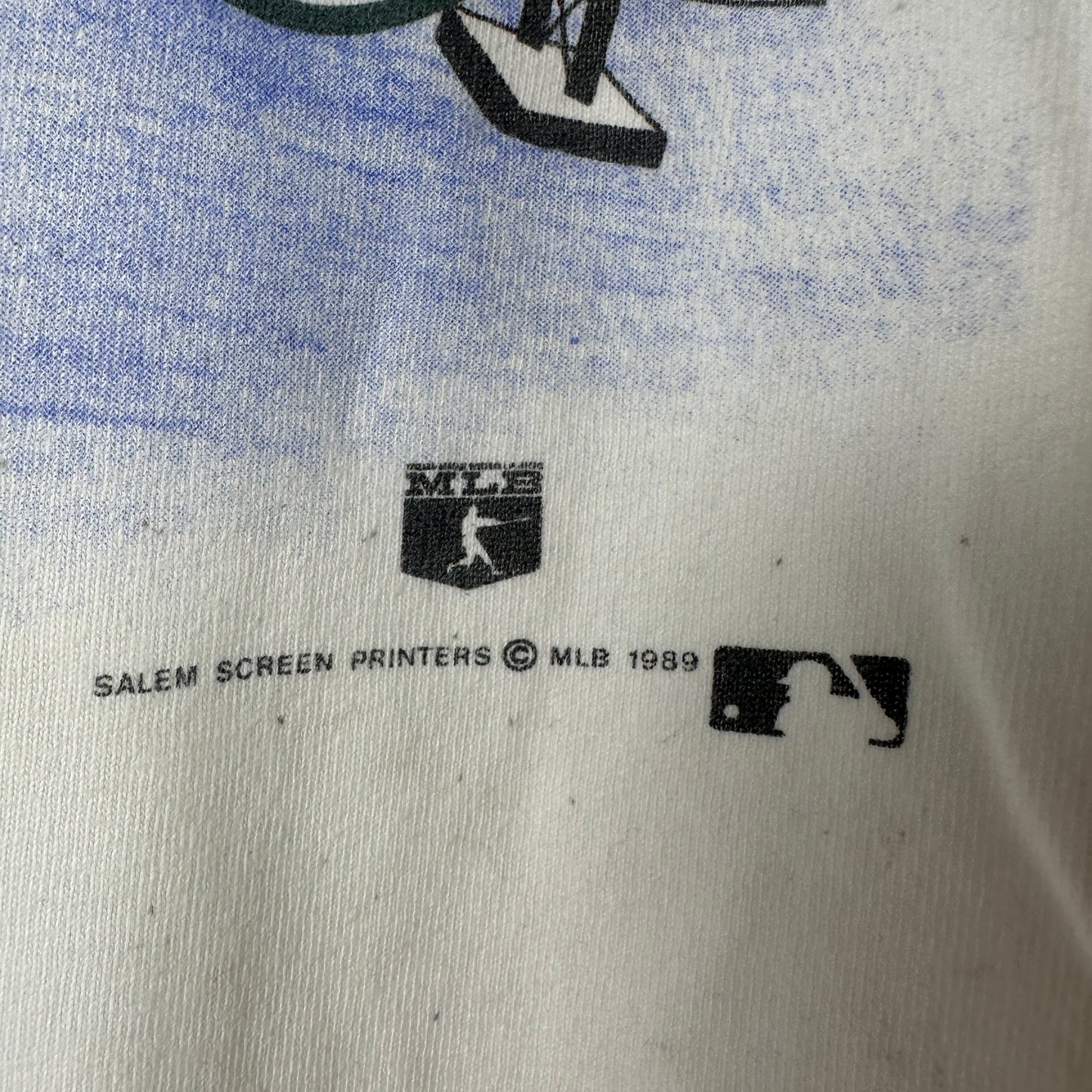 Vintage 1989 MLB World Series Battle of the Bay Caricature Athletics VS Giants T-shirt