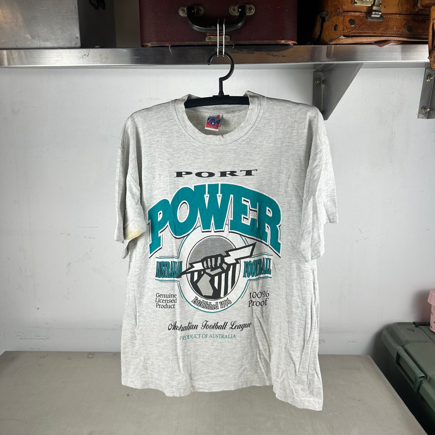 Vintage 90s Port Adelaide Power Football AFL Graphic Single Stitch T-shirt