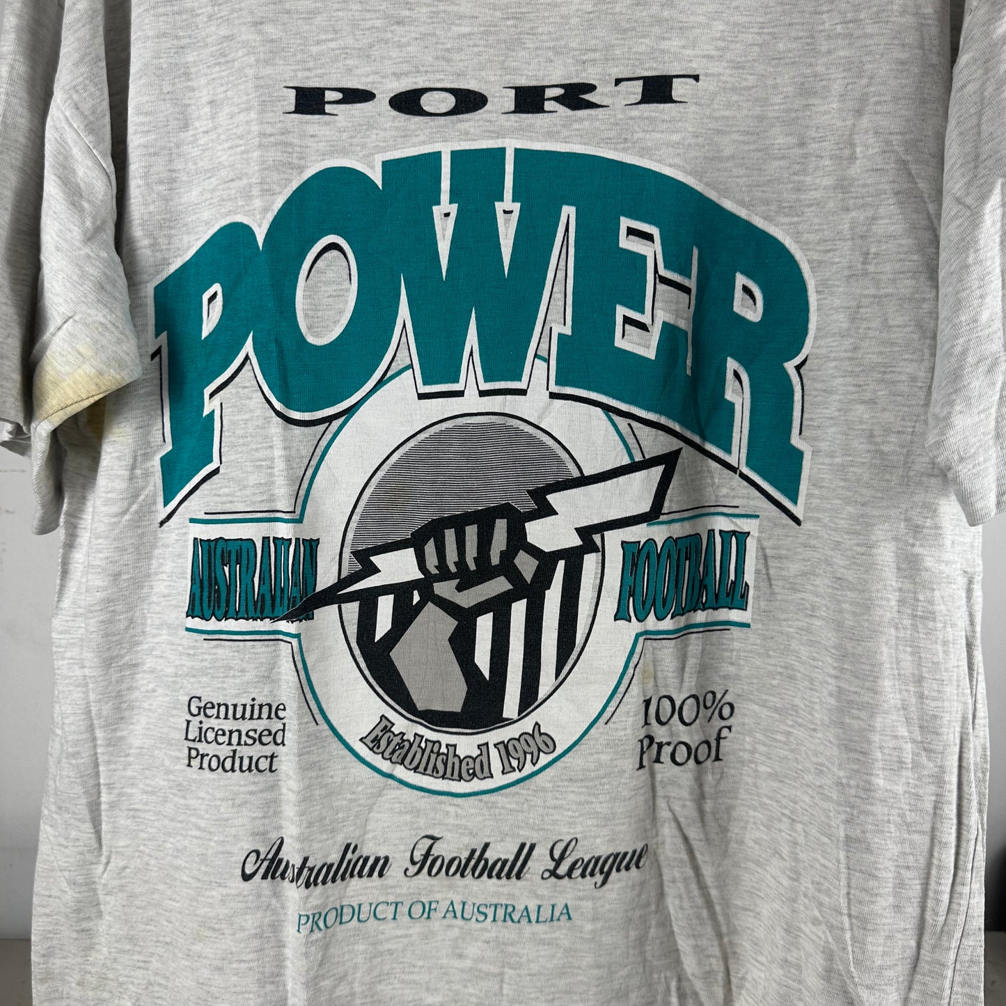 Vintage 90s Port Adelaide Power Football AFL Graphic Single Stitch T-shirt