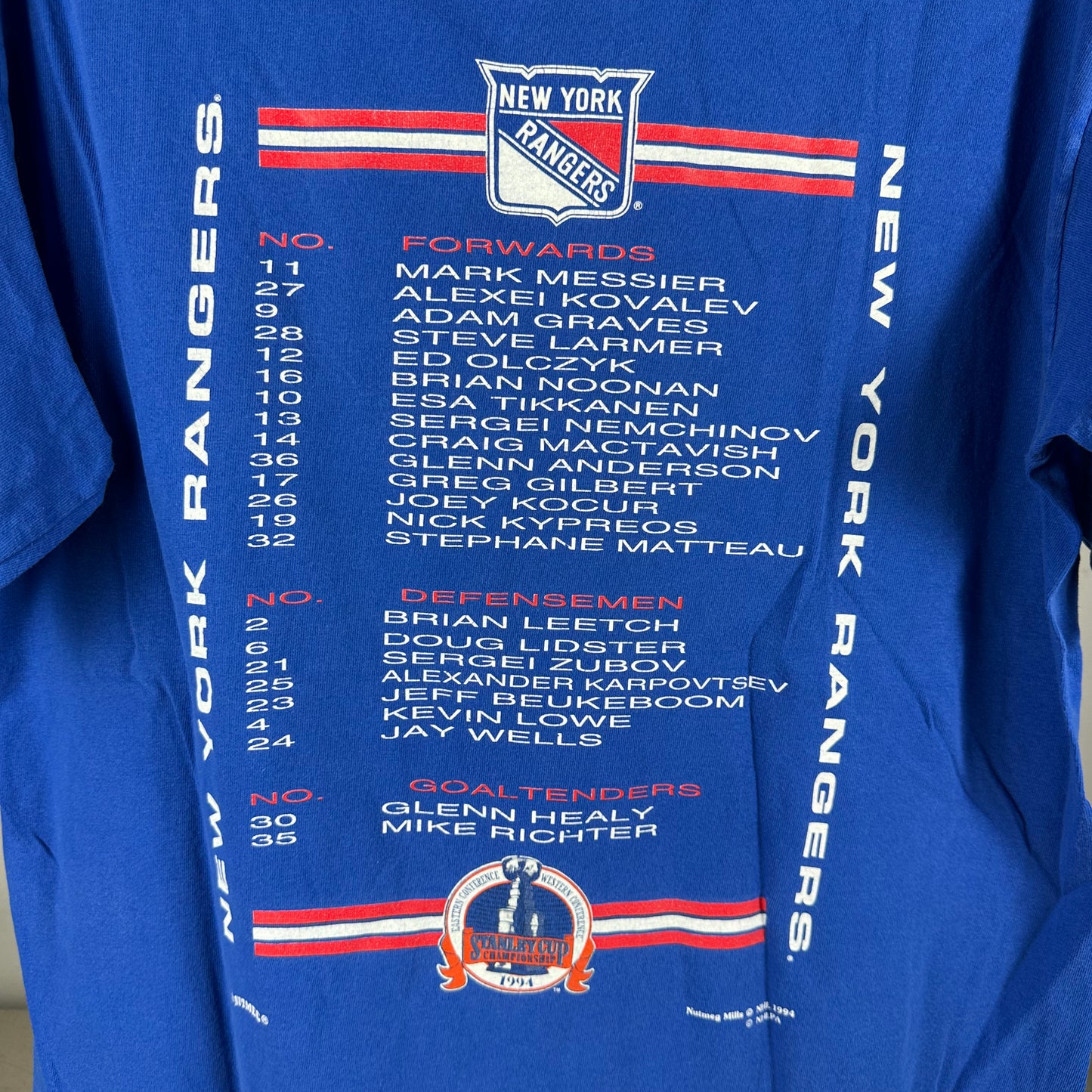 Vintage 1994 New York Rangers Roster NHL Stanley Cup Champs T-Shirt
