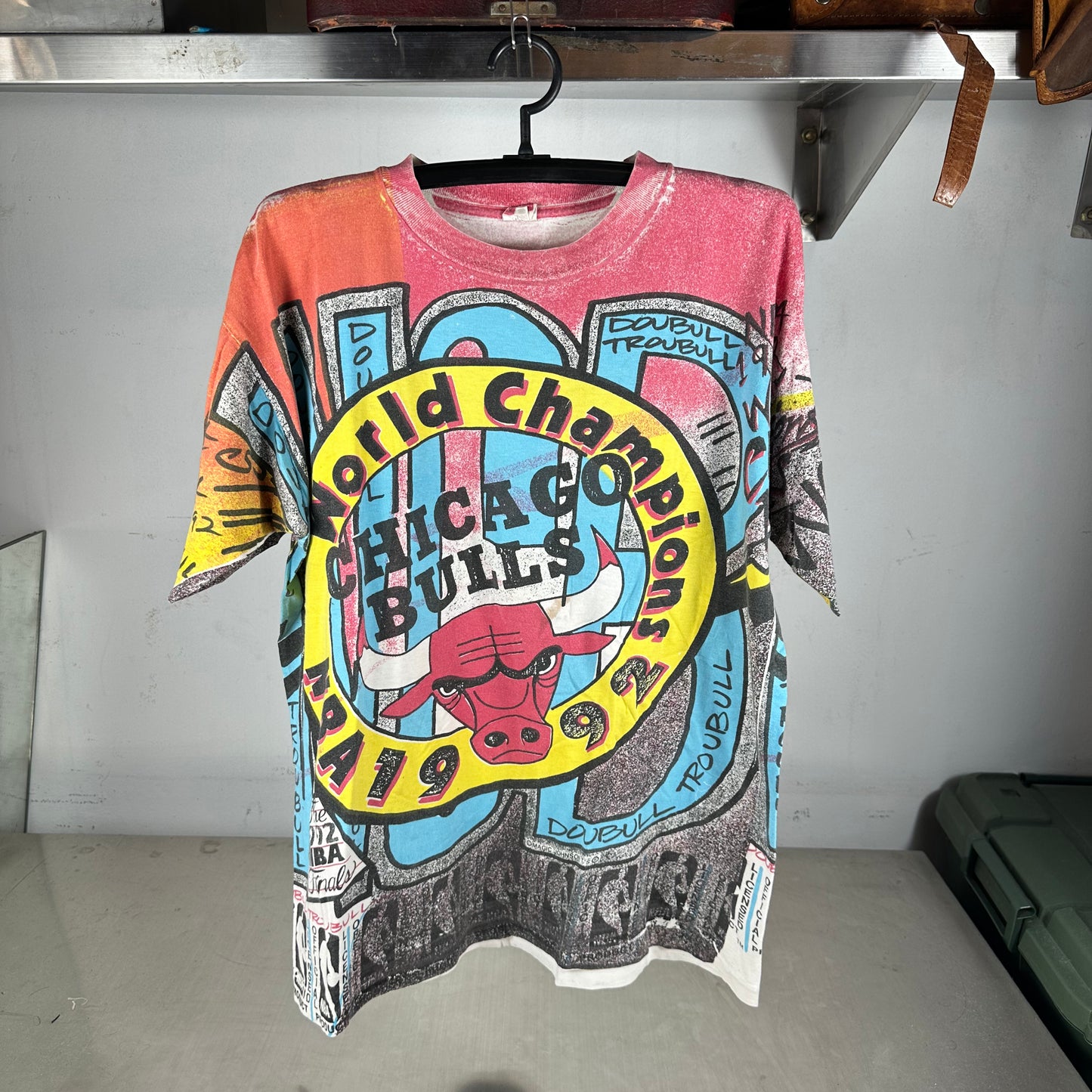 Vintage 1992 Chicago Bulls NBA World Champions AOP Single Stitch T-Shirt