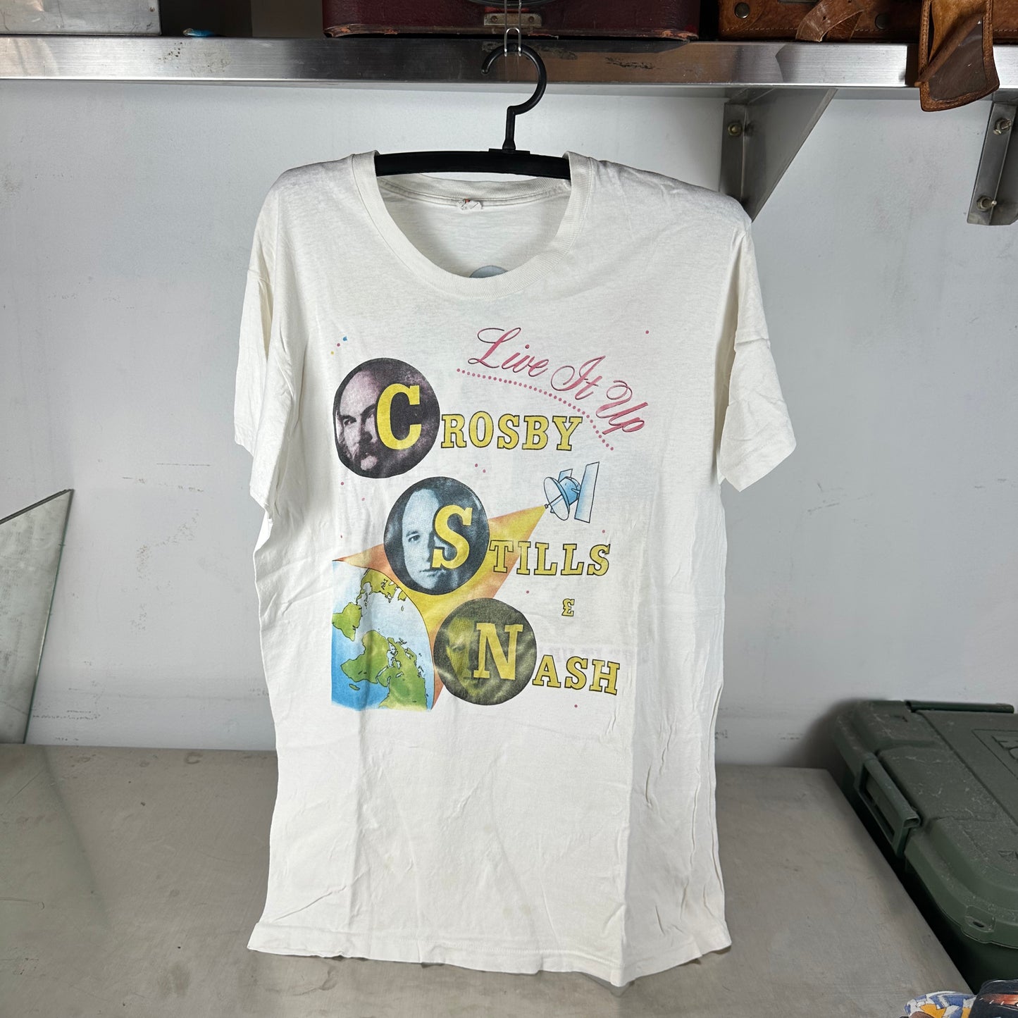 Vintage 1990 Crosby, Stills & Nash Live it up World Tour Concert Single Stitch T-Shirt