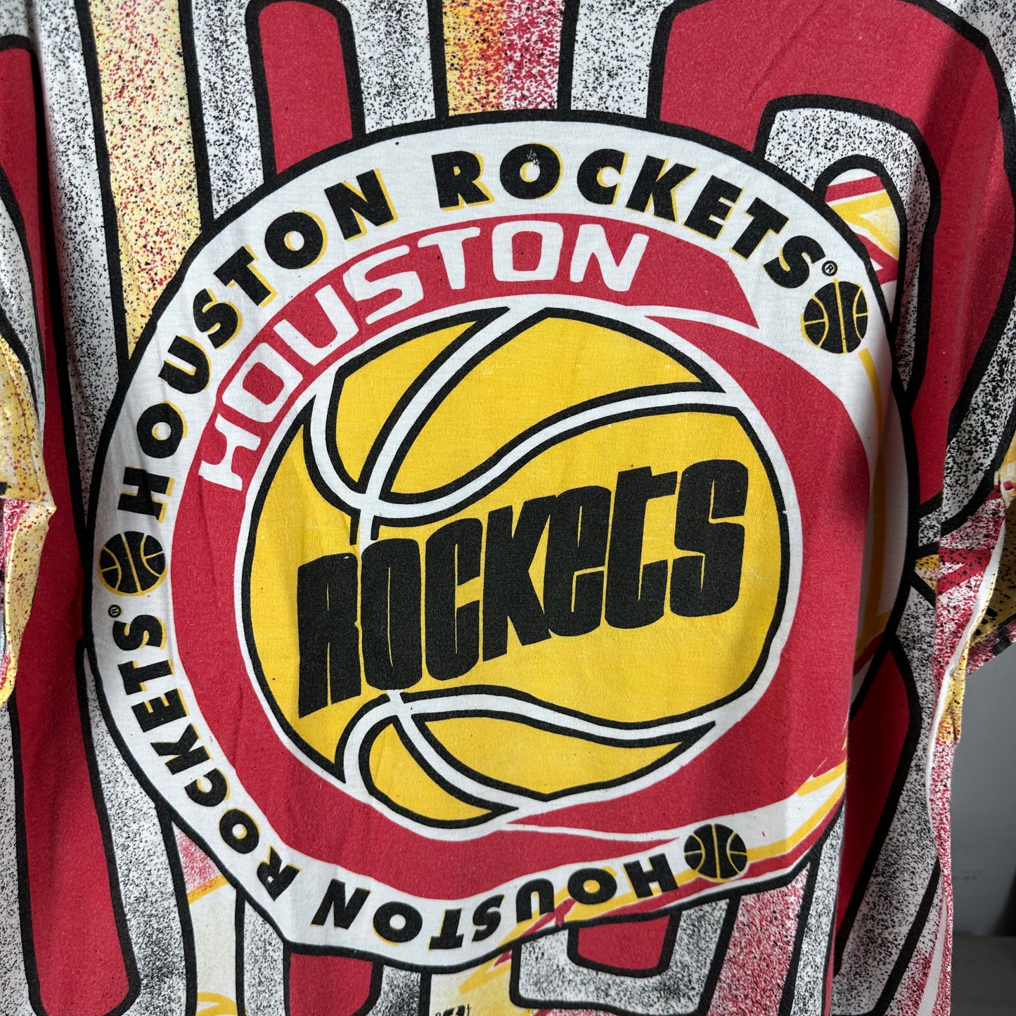 Vintage 90s Houston Rockets Basketball NBA AOP Single Stitch T-Shirt