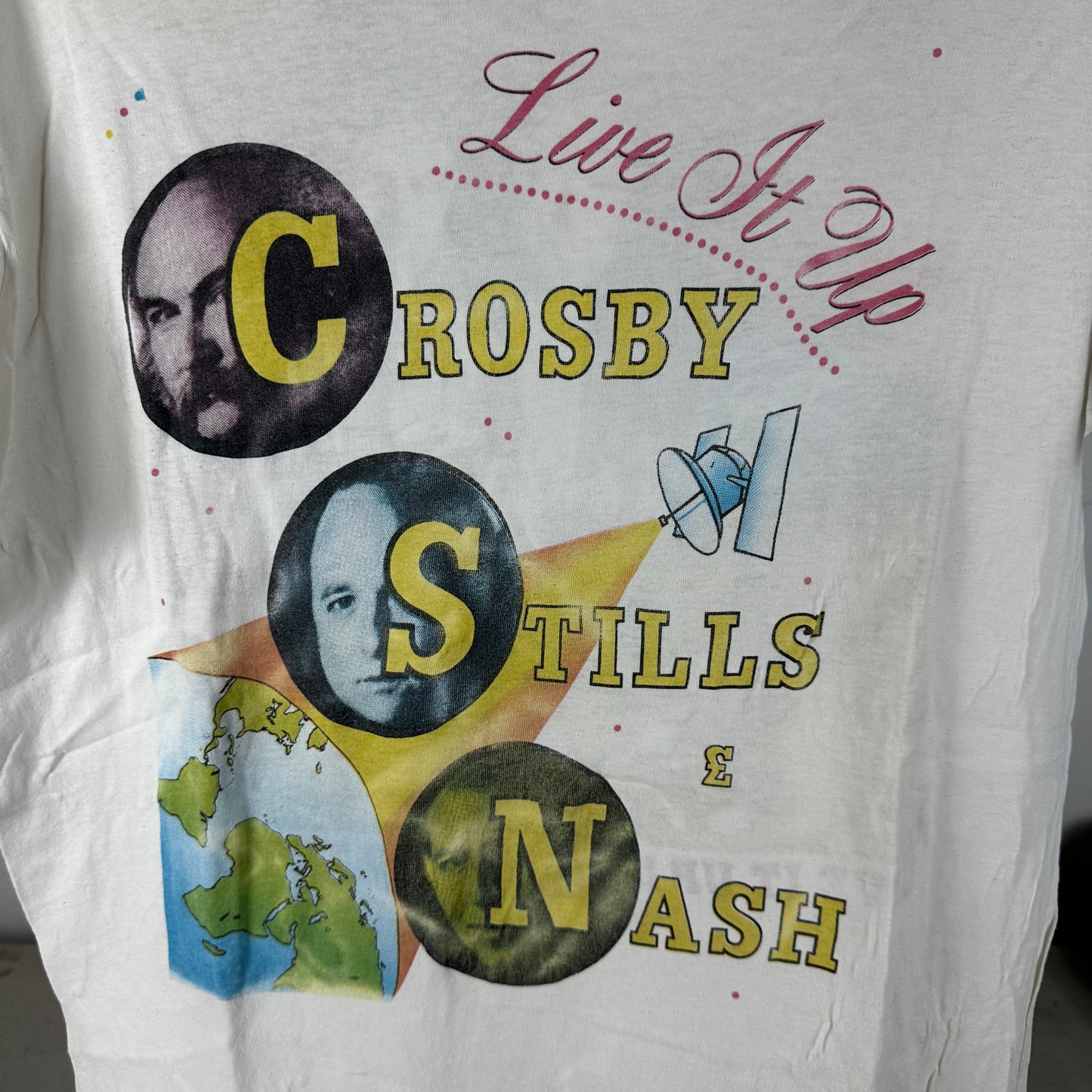 Vintage 1990 Crosby, Stills & Nash Live it up World Tour Concert Single Stitch T-Shirt