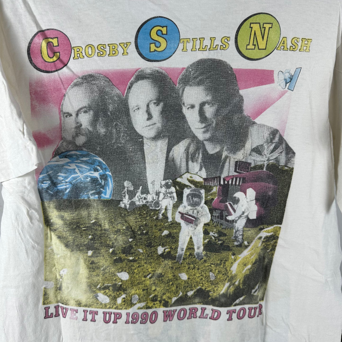 Vintage 1990 Crosby, Stills & Nash Live it up World Tour Concert Single Stitch T-Shirt
