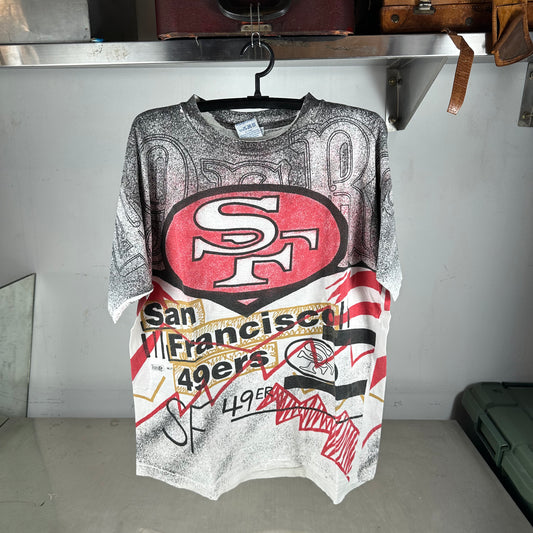 Vintage 90s San Francisco 49ers Football NFL AOP Single Stitch T-Shirt