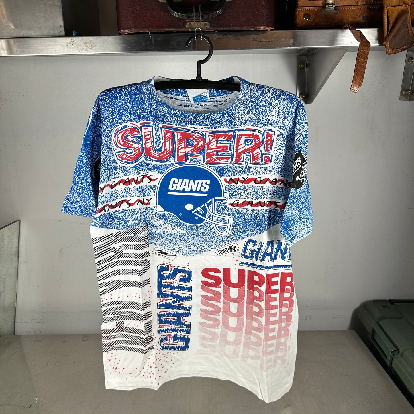 Vintage 90s New York Giants Football NFL AOP Single Stitch T-Shirt