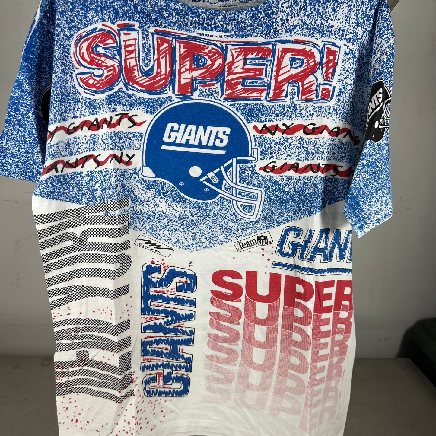 Vintage 90s New York Giants Football NFL AOP Single Stitch T-Shirt