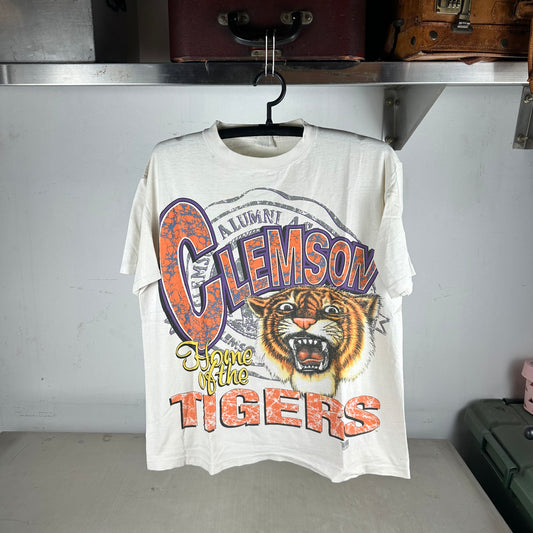 Vintage 90s Home of the Clemson Tigers NCAA Graphic Single Stitch T-shirt