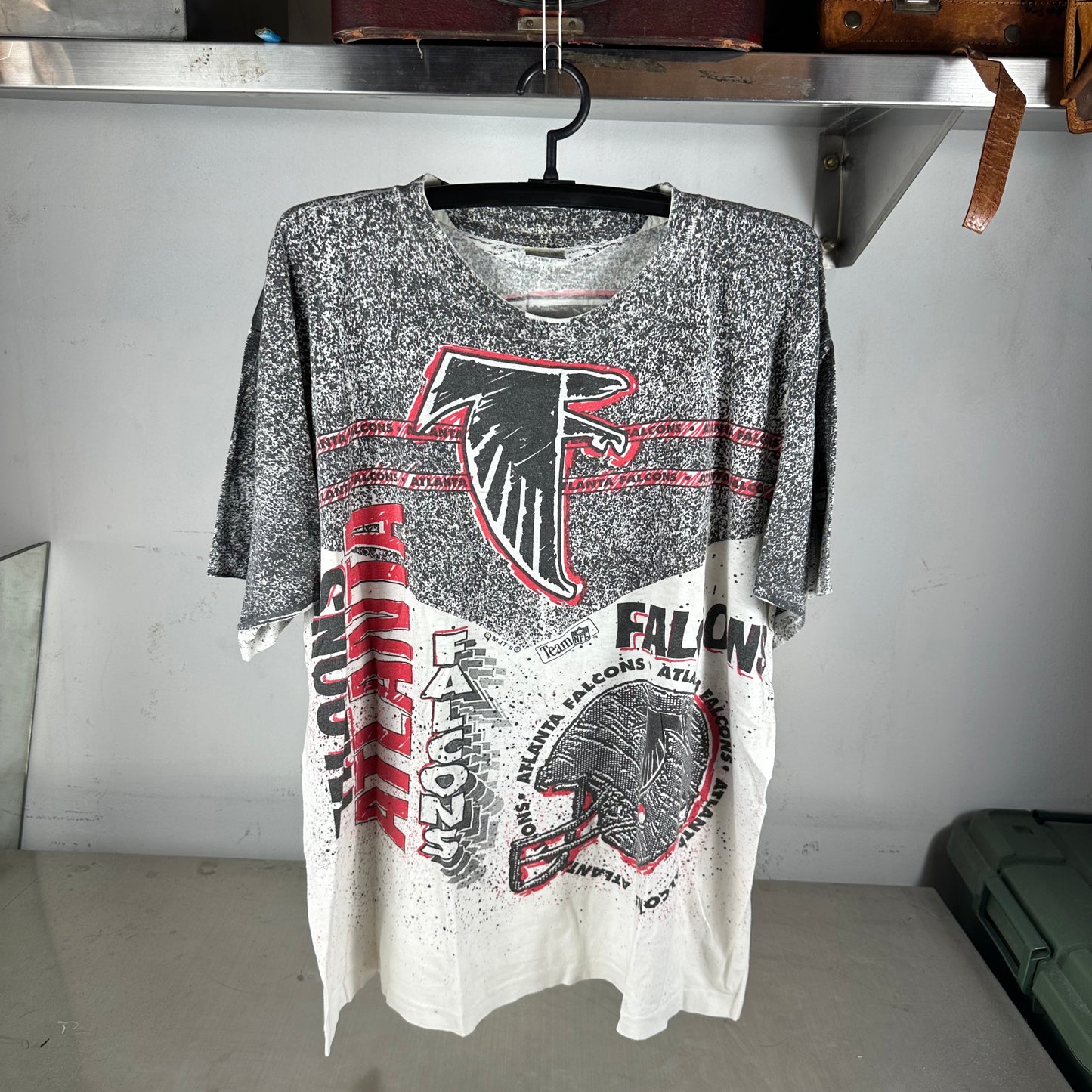Vintage 90s Atlanta Falcons Football NFL AOP Single Stitch T-Shirt
