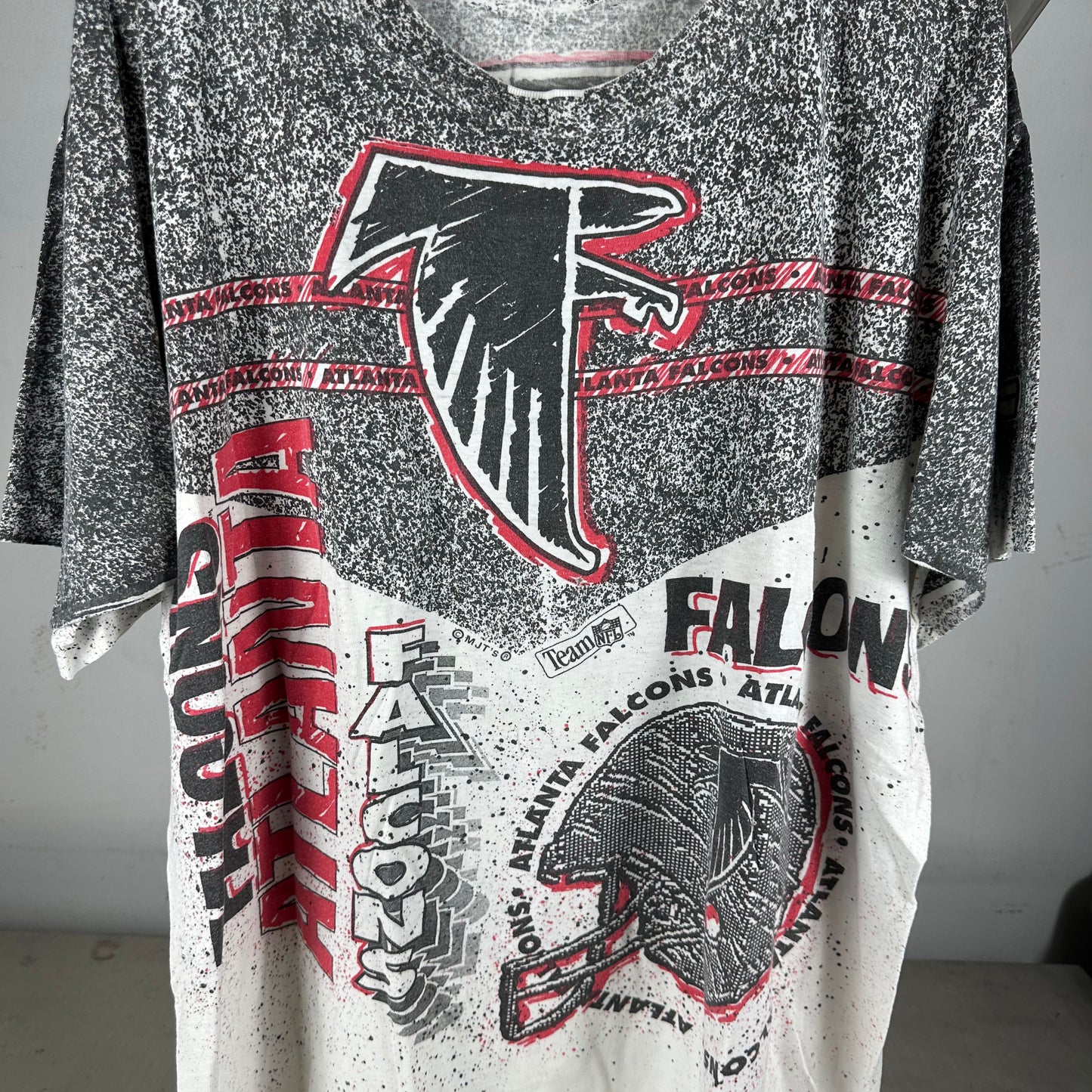 Vintage 90s Atlanta Falcons Football NFL AOP Single Stitch T-Shirt
