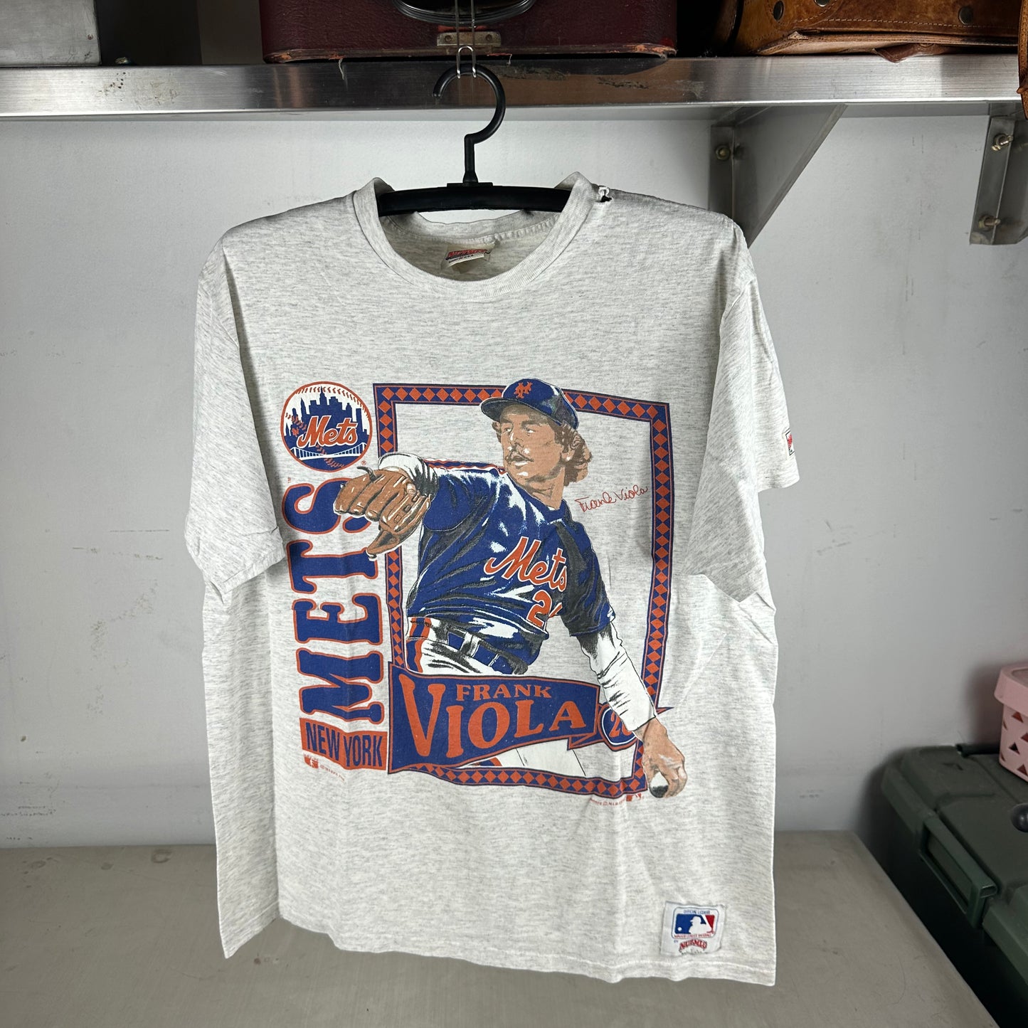 Vintage 1991 Frank Viola New York Mets MLB Nutmeg Single Stitch T-shirt