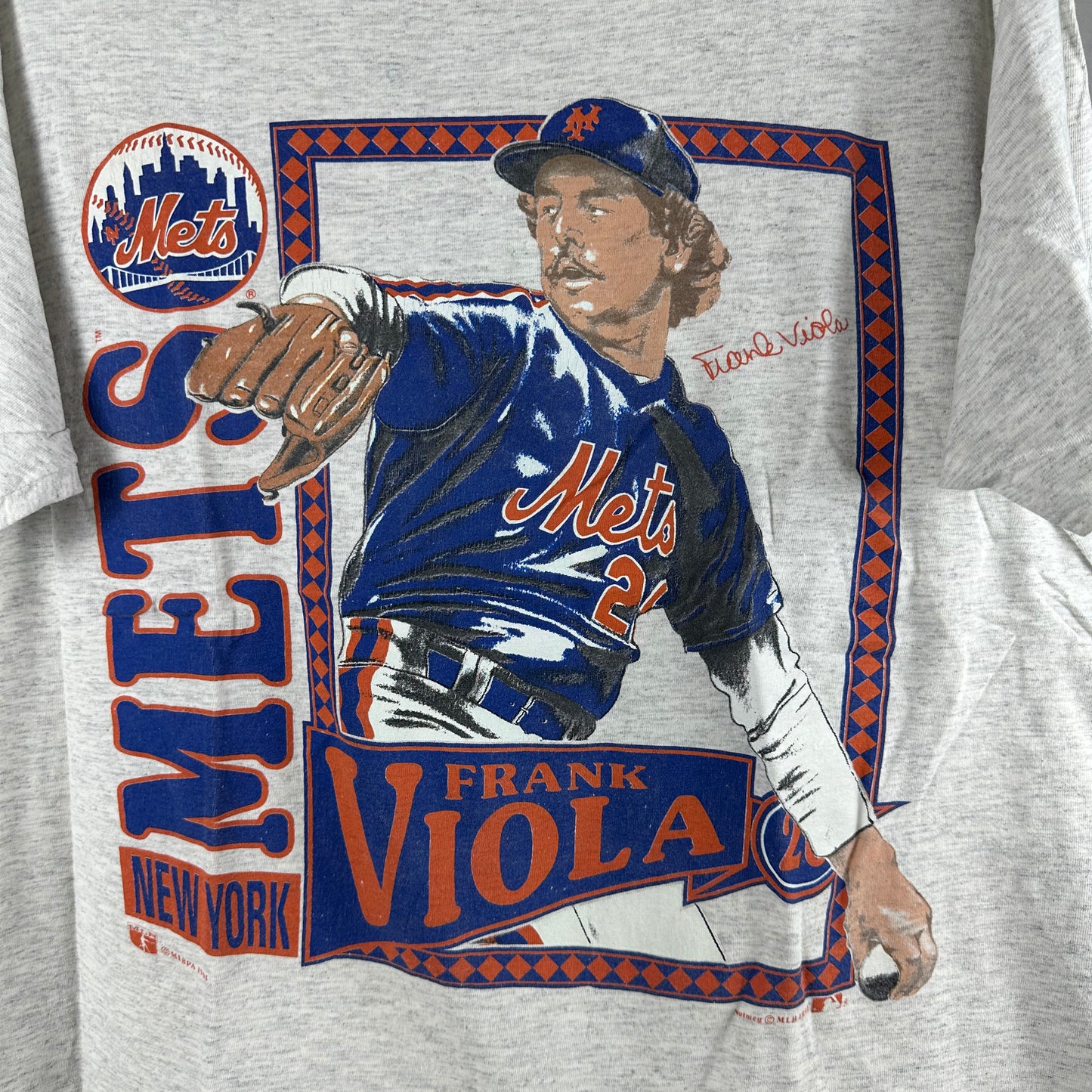 Vintage 1991 Frank Viola New York Mets MLB Nutmeg Single Stitch T-shirt