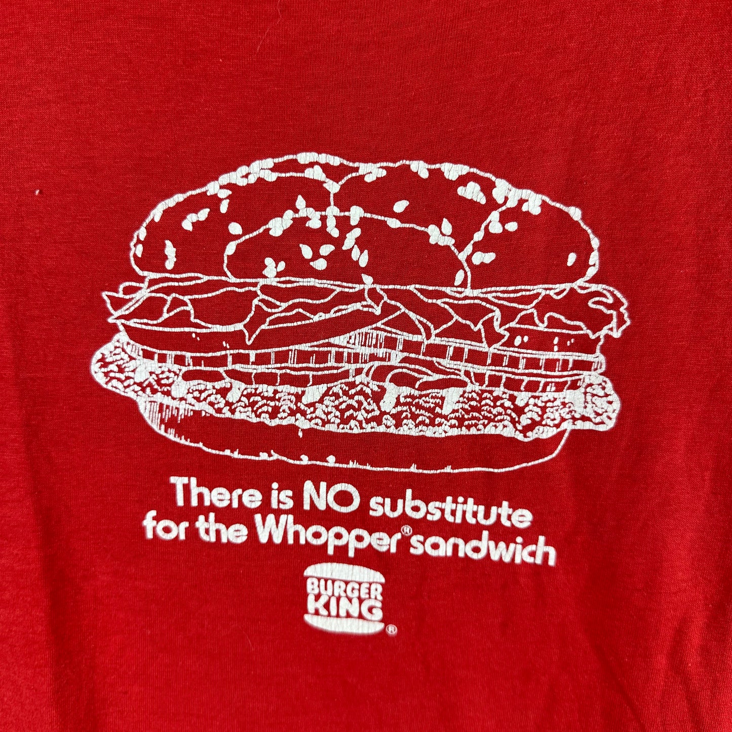 Vintage 80s Burger King There is no Substitute for the Whopper Sandwich Promo T-Shirt