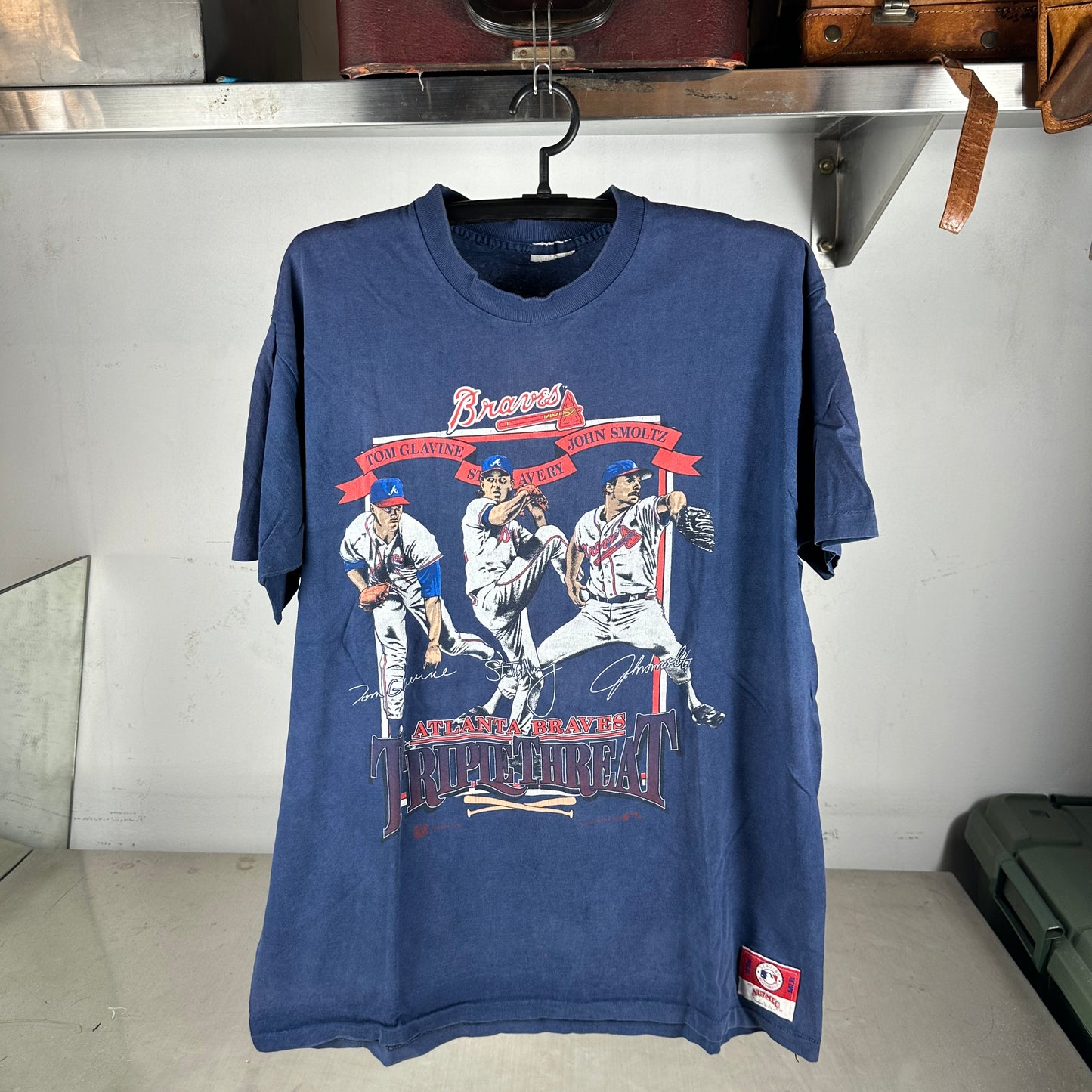 Vintage 90s Atlanta Braves Triple Threat MLB Nutmeg Single Stitch T-Shirt