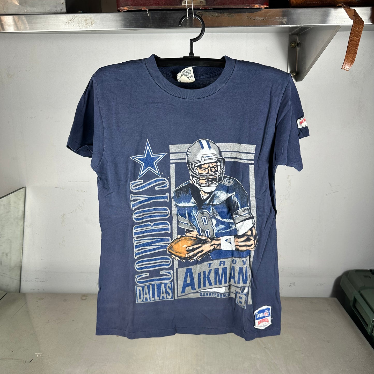 Vintage 90s Troy Aikman Dallas Cowboys NFL Nutmeg Single Stitch T-Shirt