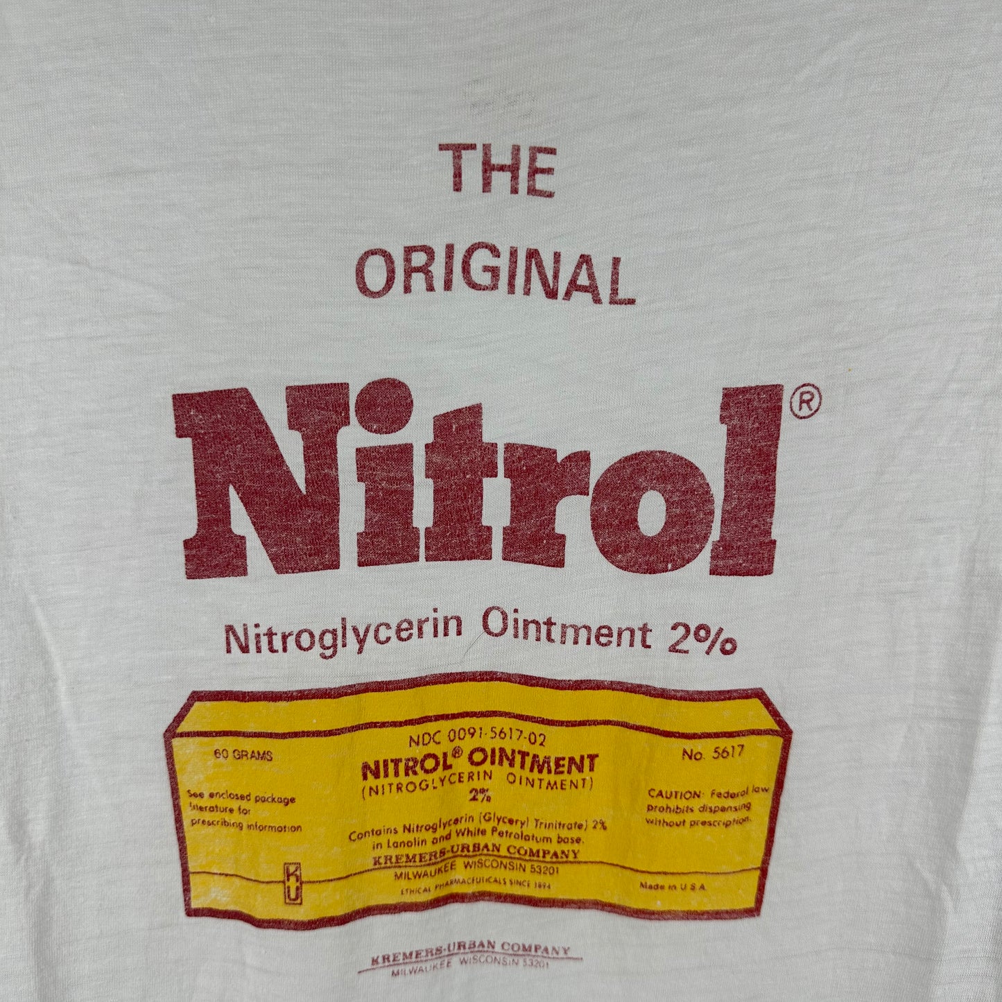 Vintage 80s The Original Nitrol Ointment Paper Thin Single Stitch T-Shirt